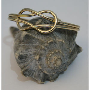 Gold Tone Large Knot Bangle Double Band Friendship Partner Love Entwined